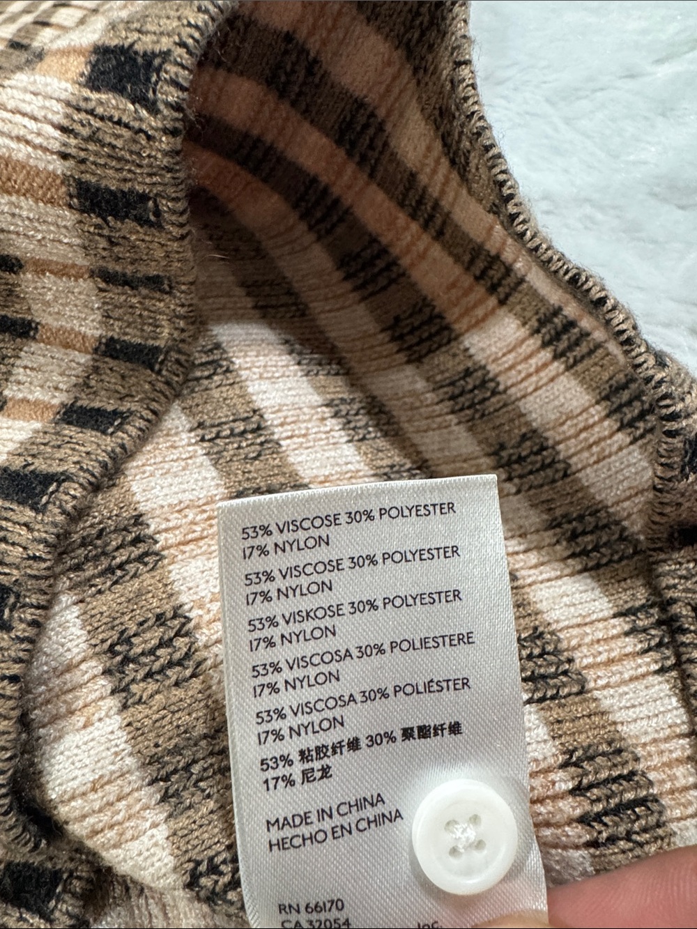Maeve Beige & Black Check Ribbed Turtleneck Sweater - Picture 4 of 7